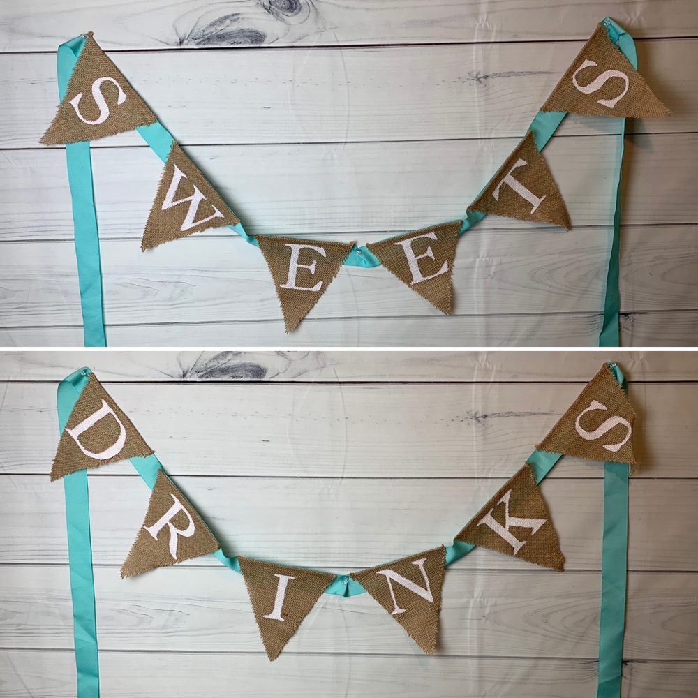 Burlap Drinks & Sweets Bunting Banner wedding